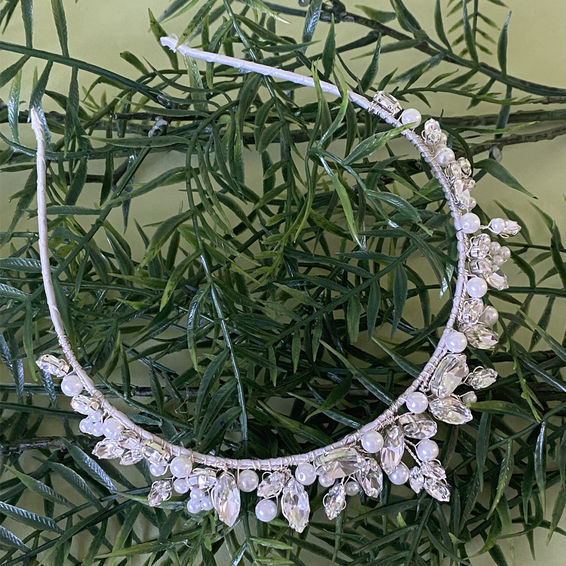 Linzi Jay  Handmade Pearl & Diamante Tiara:-ARC100