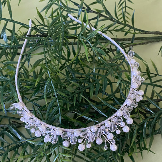 Linzi Jay Handmade Pearl & Crystal Tiara:-ARC101