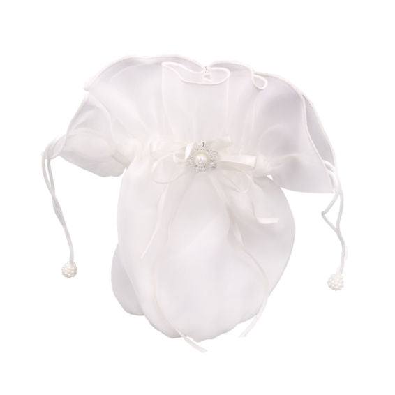 Linzi Jay Girls White Organza Holy Communion Dolly Bag:-LD74
