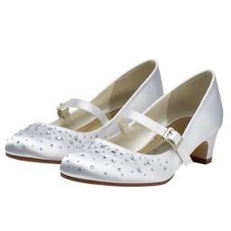 SALE COMMUNION SHOES Rainbow Club 'Cherry' Sparkly Bar Style Girls Communion Shoes Heel