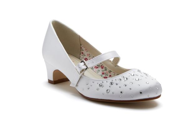 SALE COMMUNION SHOES Rainbow Club 'Cherry' Sparkly Bar Style Girls Communion Shoes Heel