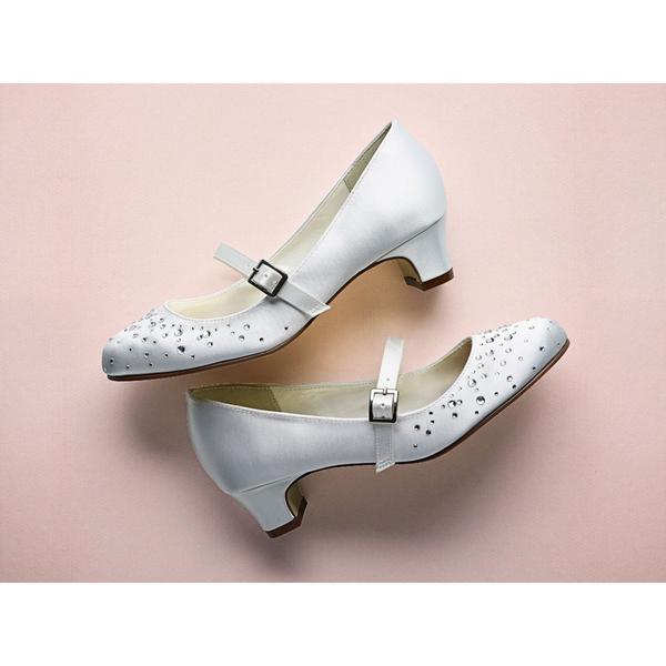 SALE COMMUNION SHOES Rainbow Club 'Cherry' Sparkly Bar Style Girls Communion Shoes Heel