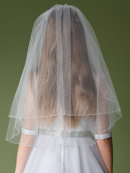 Linzi Jay White Combed Veil with Crystal Sequin Edge:-LA117WTNC2