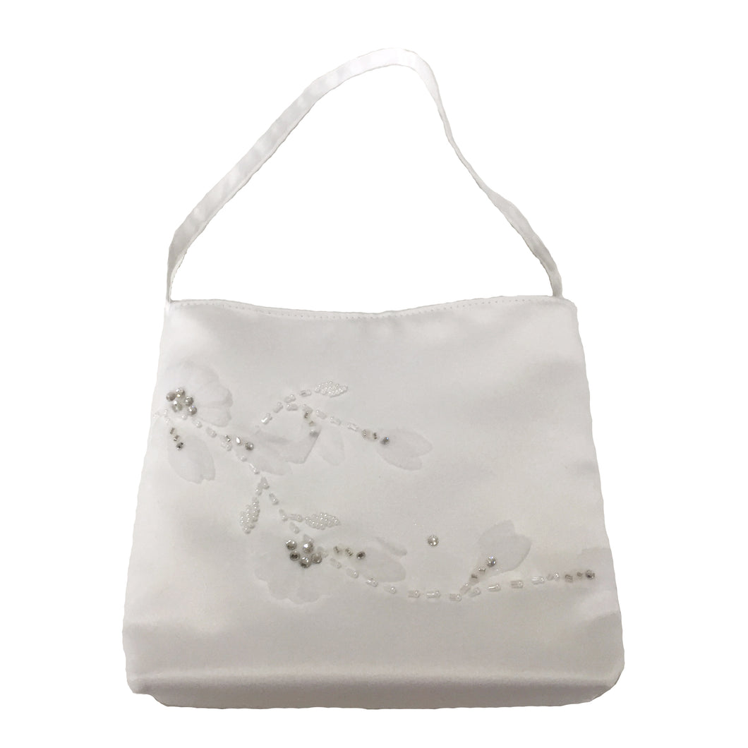 Linzi Jay Girls White Floral Communion Handbag:- LD58WT