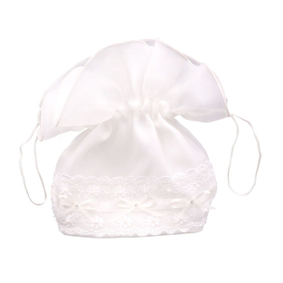 Linzi Jay Girls White Organza and Lace Dolly Bag:-LD72