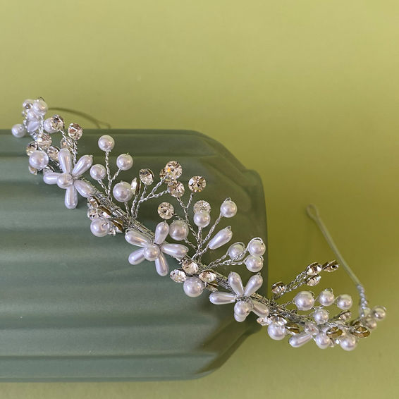 Linzi Jay Pearl and Diamante Communion Tiara:- LM233WTSI