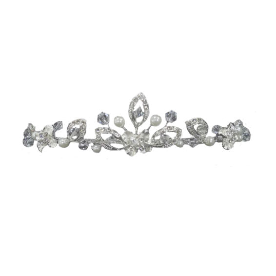Linzi Jay Silver Diamante and Pearl Tiara:- LM243SI