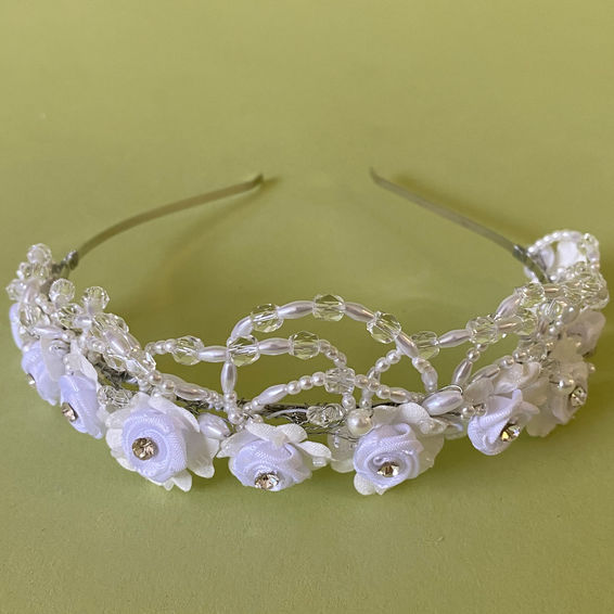 Linzi Jay Flower & Pearl  Beaded Loop Tiara:- LM252WTSI