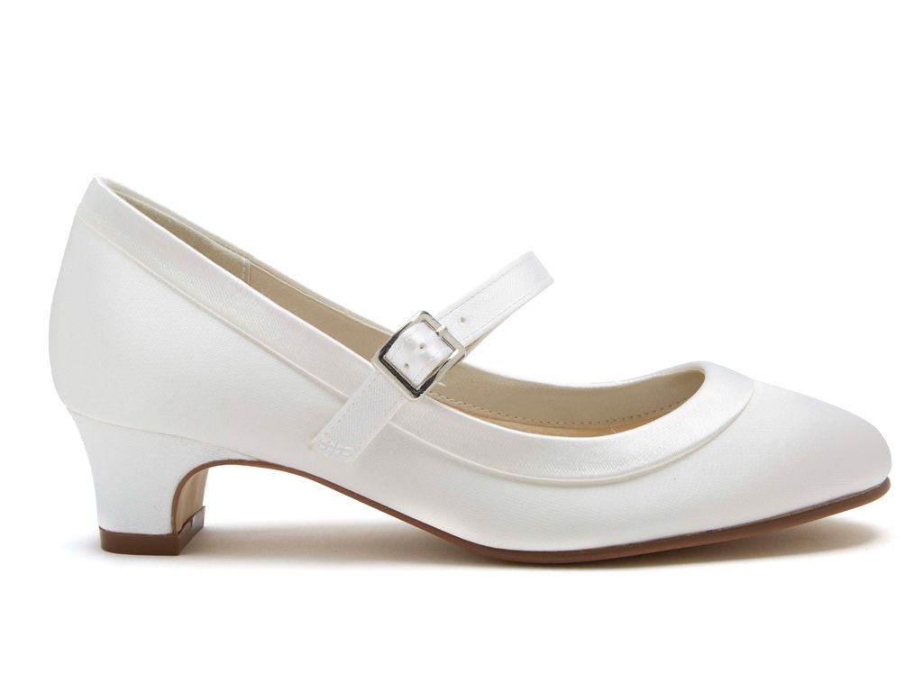SALE Rainbow Club 'Maisie' - White Satin Heel Size 11 & 12