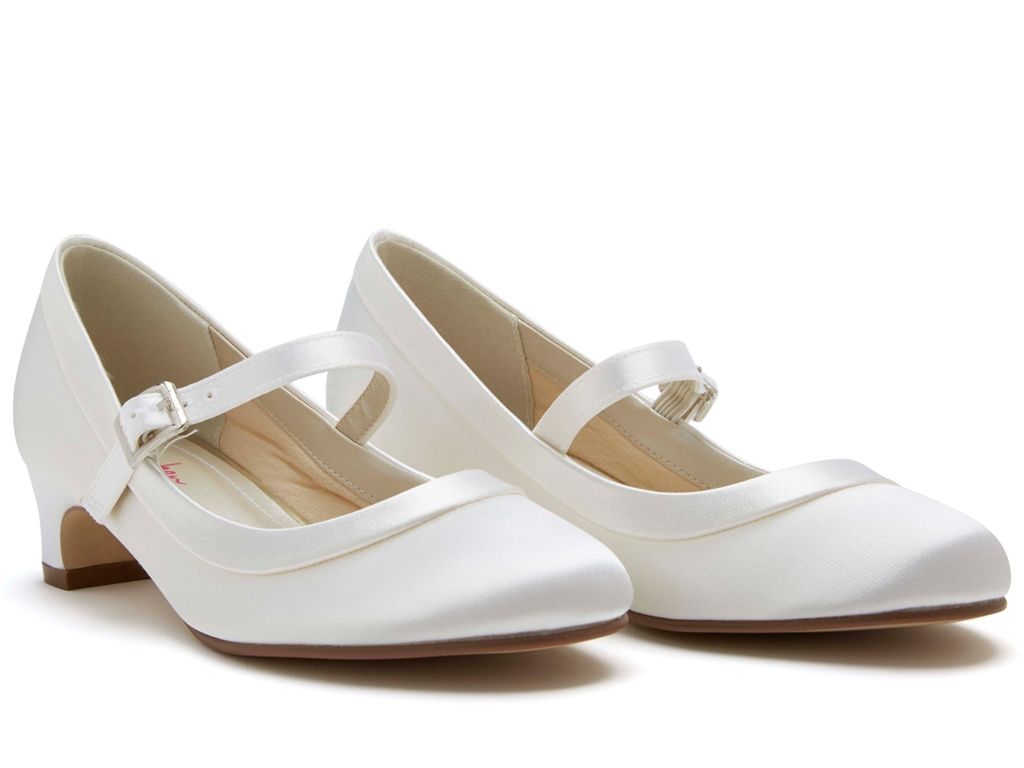 SALE Rainbow Club 'Maisie' - White Satin Heel Size 11 & 12