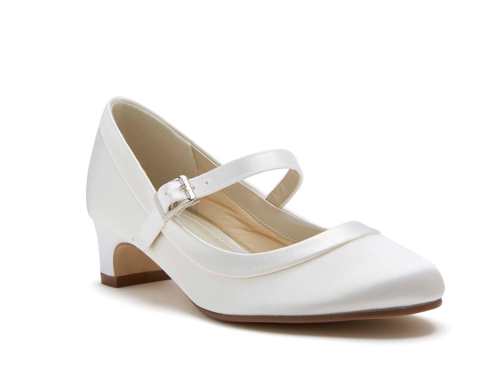 SALE Rainbow Club 'Maisie' - White Satin Heel Size 11 & 12