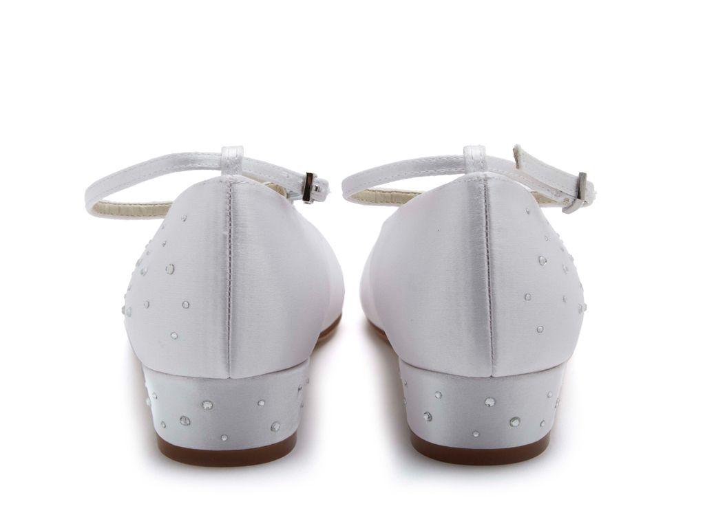 SALE COMMUNION SHOES Rainbow Club 'Maple' Heel- White Satin