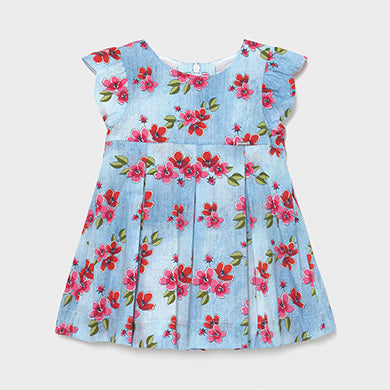 SUMMER SALE Mayoral Girls Poplin denim effect dress for baby girl LAST ONE 6MTHS