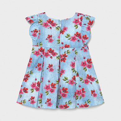 SUMMER SALE Mayoral Girls Poplin denim effect dress for baby girl LAST ONE 6MTHS