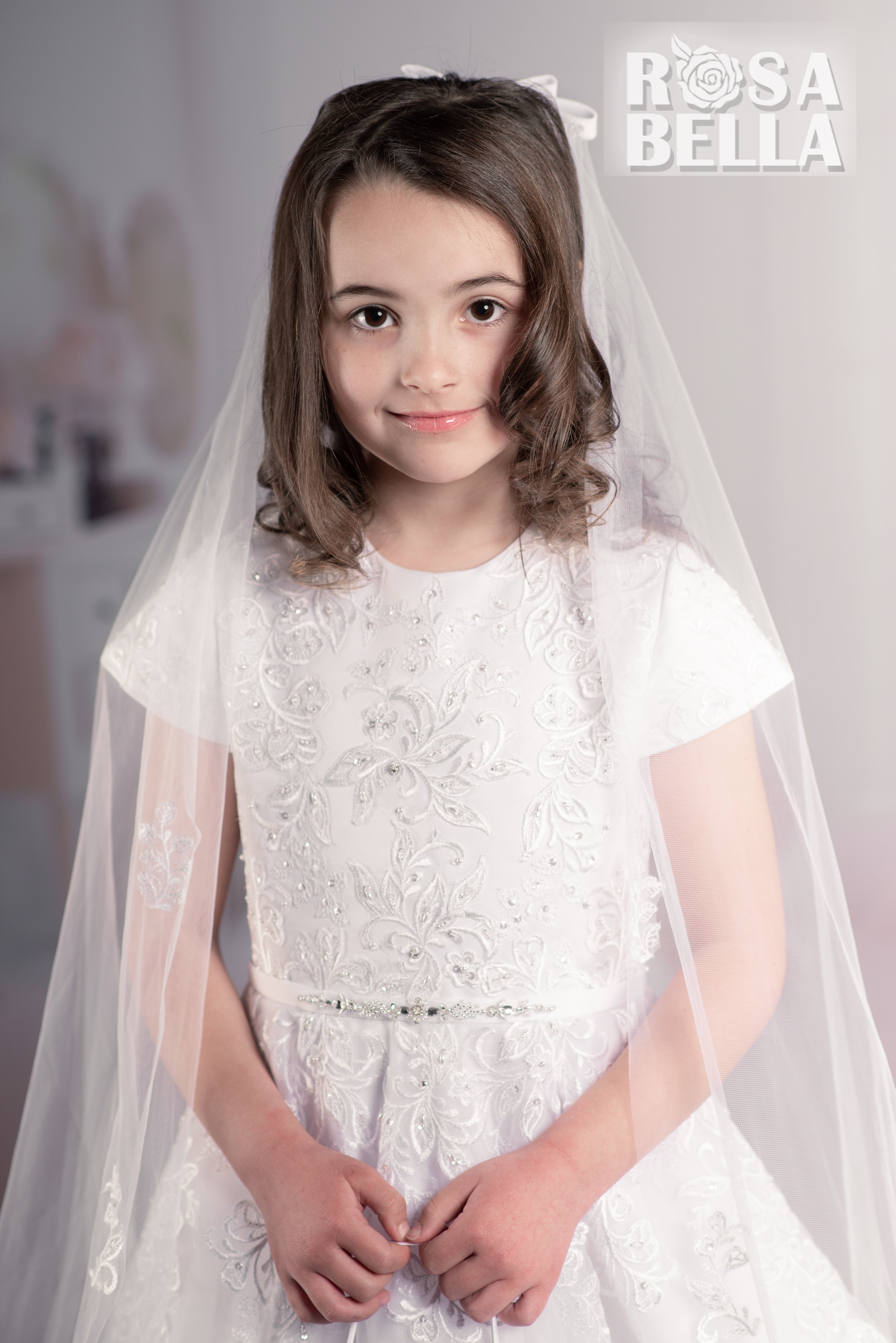 Rosa Bella By Sweetie Pie Girls White Communion Dress:- RB627