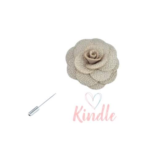 Boys Flower Lapel Pin:- Beige