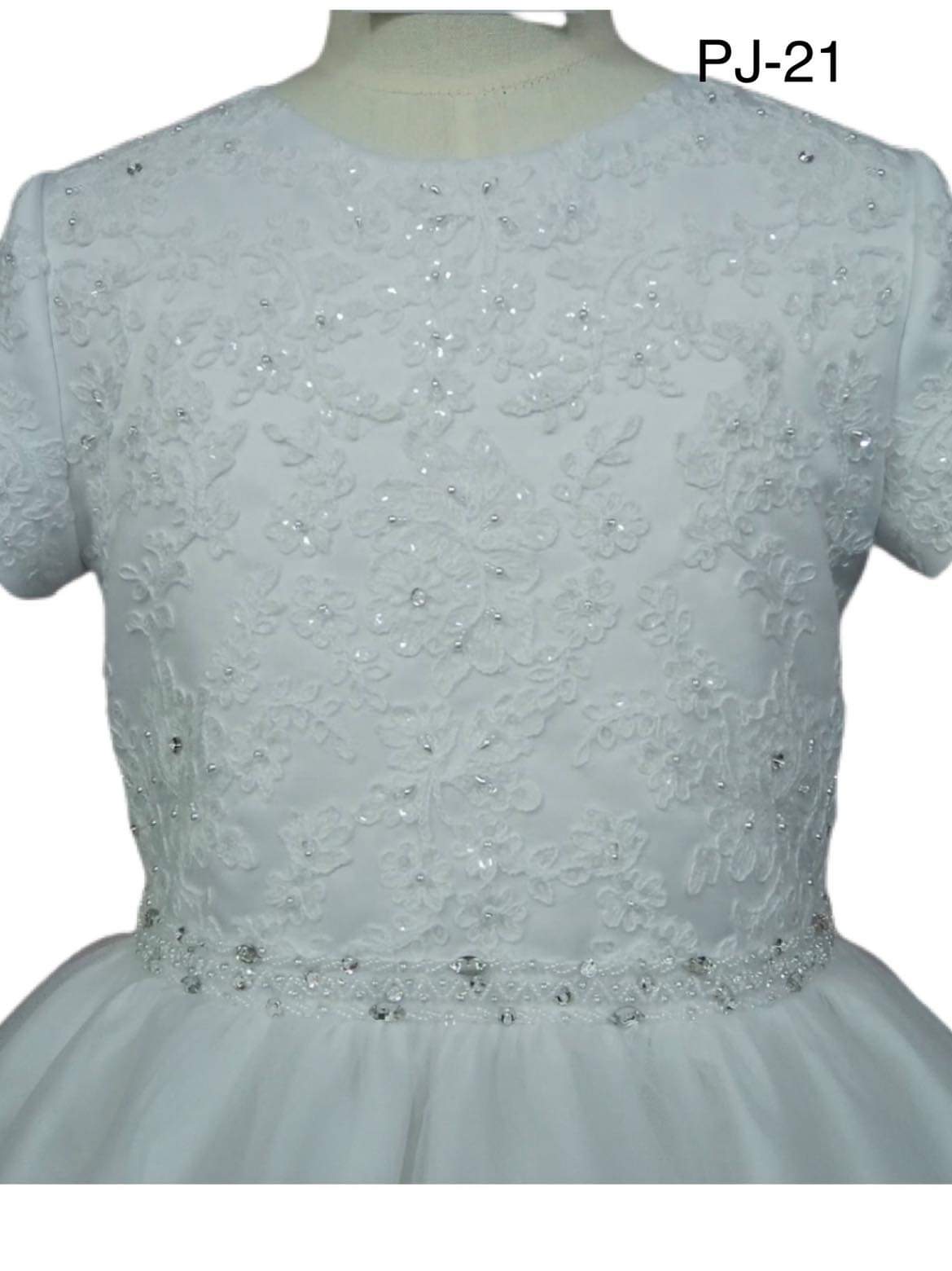 SALE COMMUNION DRESS Paula's Communion Girls White Communion Dress:- PJ21 AGE 7 & 8