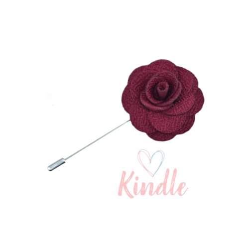 Boys Flower Lapel Pin:- Burgundy