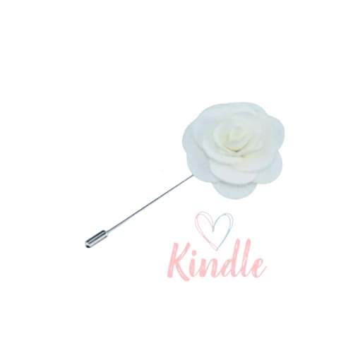 Boys Flower Lapel Pin:- White