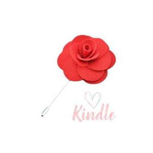 Boys Flower Lapel Pin:- Red