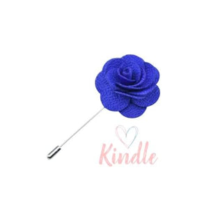 Boys Flower Lapel Pin:- Bright Blue