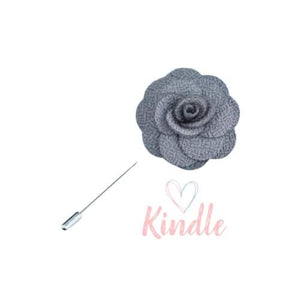 Boys Flower Lapel Pin:- Grey