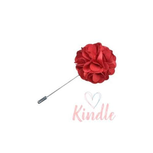 Boys Flower Lapel Pin:- Lipstick Red