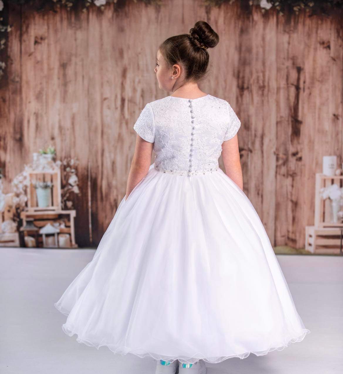 SALE COMMUNION DRESS Paula's Communion Girls White Communion Dress:- PJ21 AGE 7 & 8