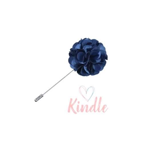 Boys Flower Lapel Pin:- Navy