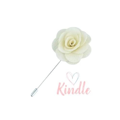 Boys Flower Lapel Pin:- Vanilla