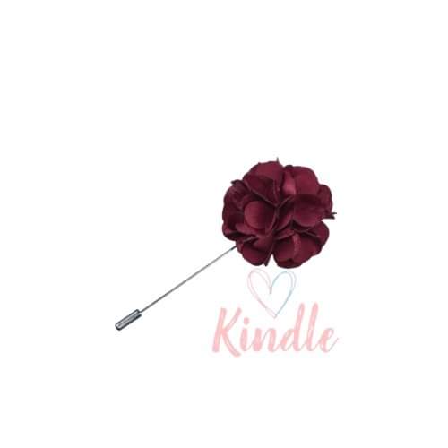 Boys Flower Lapel Pin:- Wine