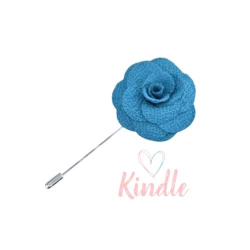 Boys Flower Lapel Pin:- Turquoise