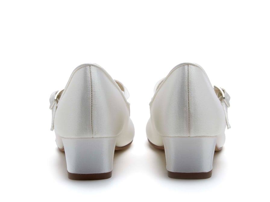 SALE COMMUNION SHOES Rainbow Club 'Verity' Heel- White Satin Shoes With AB Crystals