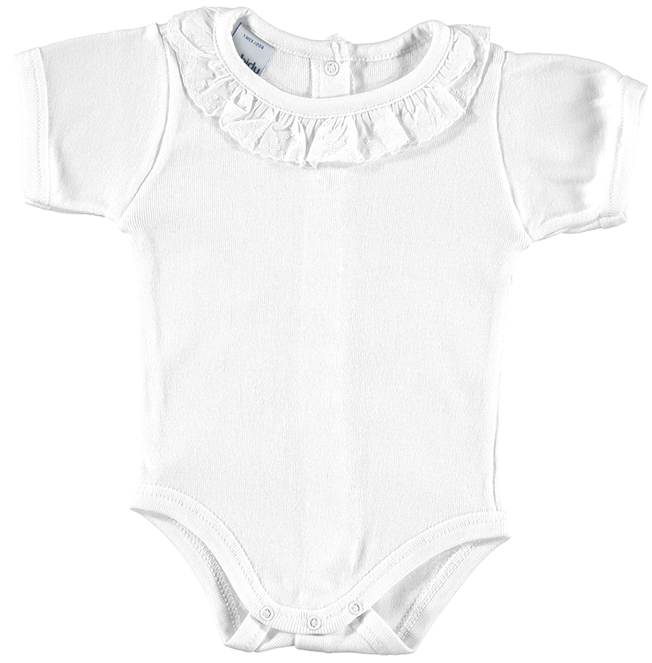 SUMMER SALE Babidu Girls Short Sleeve Embroidered Ruffle Collar Vest:- Pink