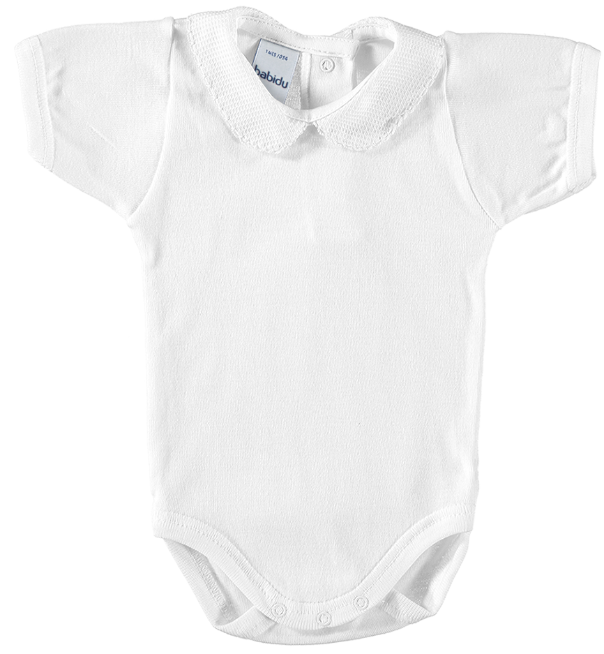 SUMMER SALE Babidu Unisex Short Sleeve Edged Pique Collar:- White